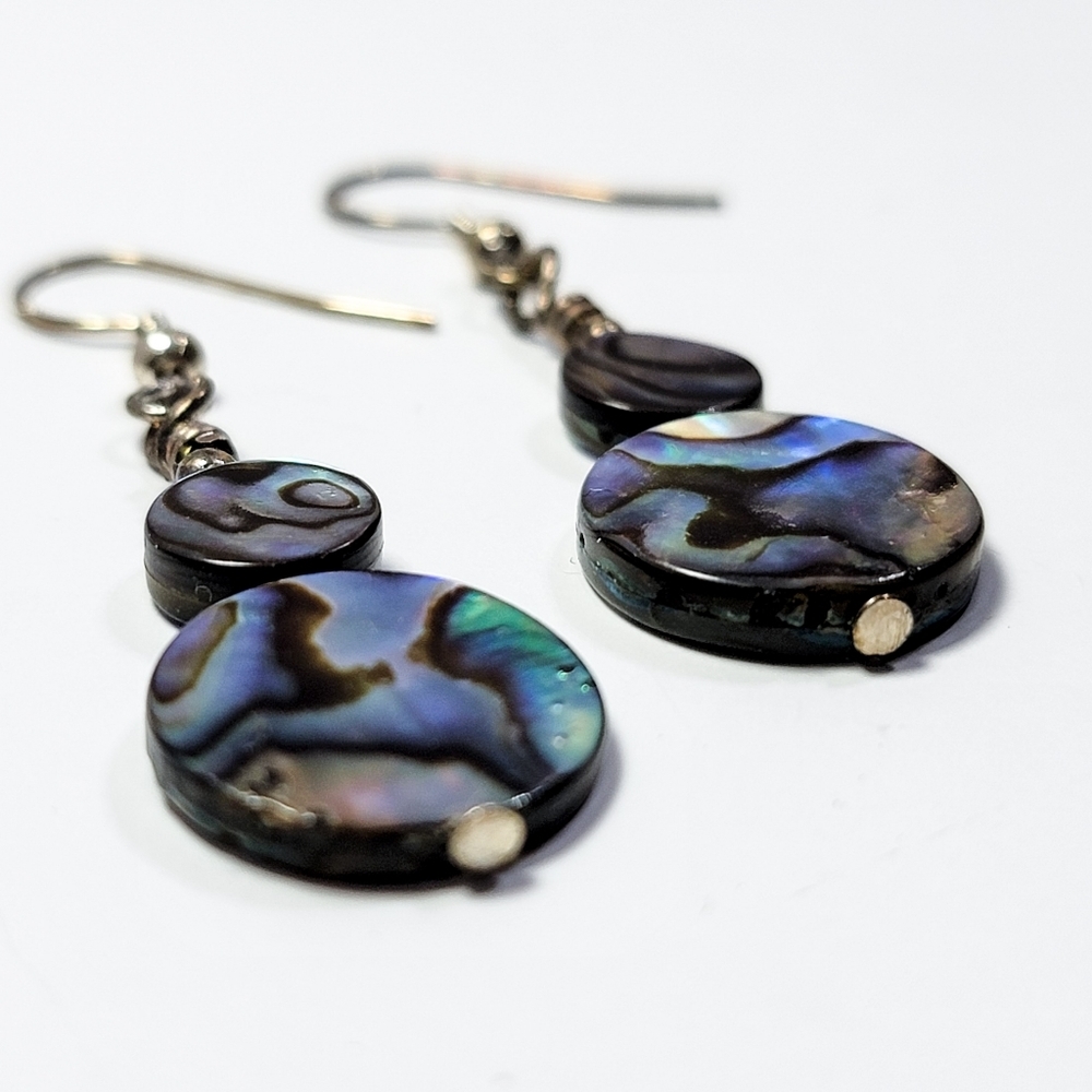 Abalone Shell Drop Earrings - Picture 3 of 7